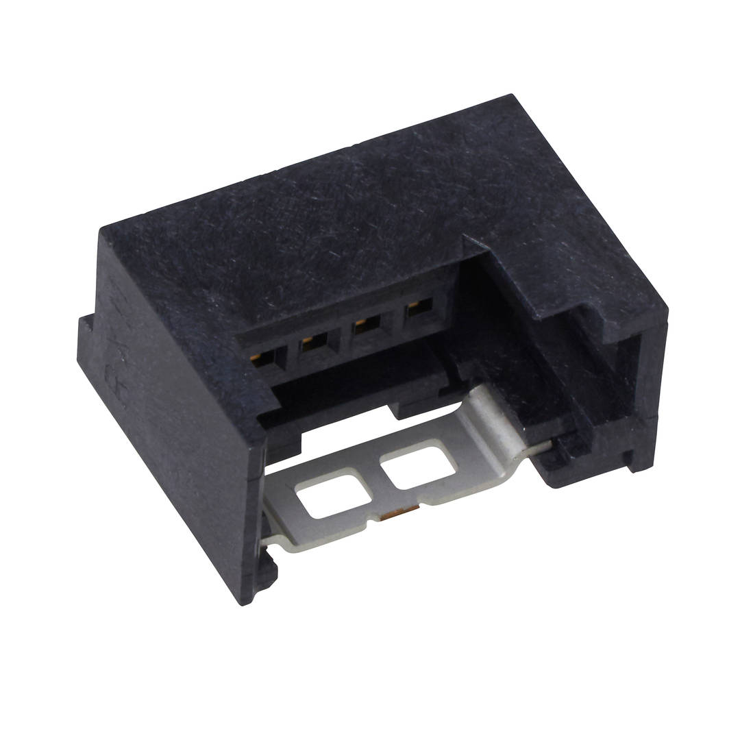 3M™ 37204-1BE0-004 PL, Mini Clamp II, Buchsenstecker für die Leiterplattenmontage, 90° rechtwinklig, 04-polig, 372 Serie, 0,20 µm Au, Schwarz