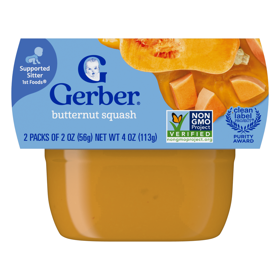 Gerber Stage 1 Baby Food, Butternut Squash Puree Tubs, Baby Puree, 2PK