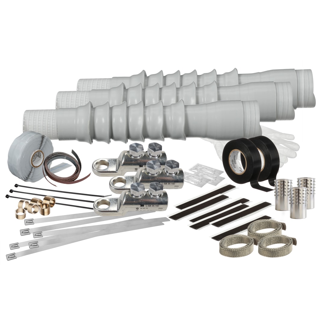 3M™ Kaltschrumpf-Endverschlüsse, QT-II-K6X-AF-1-LSB2A, für 1/C-Kabel mit Abschirmung aus Aluminiumfolie, 6 Schirme, 3/Satz, inkl. Ösen