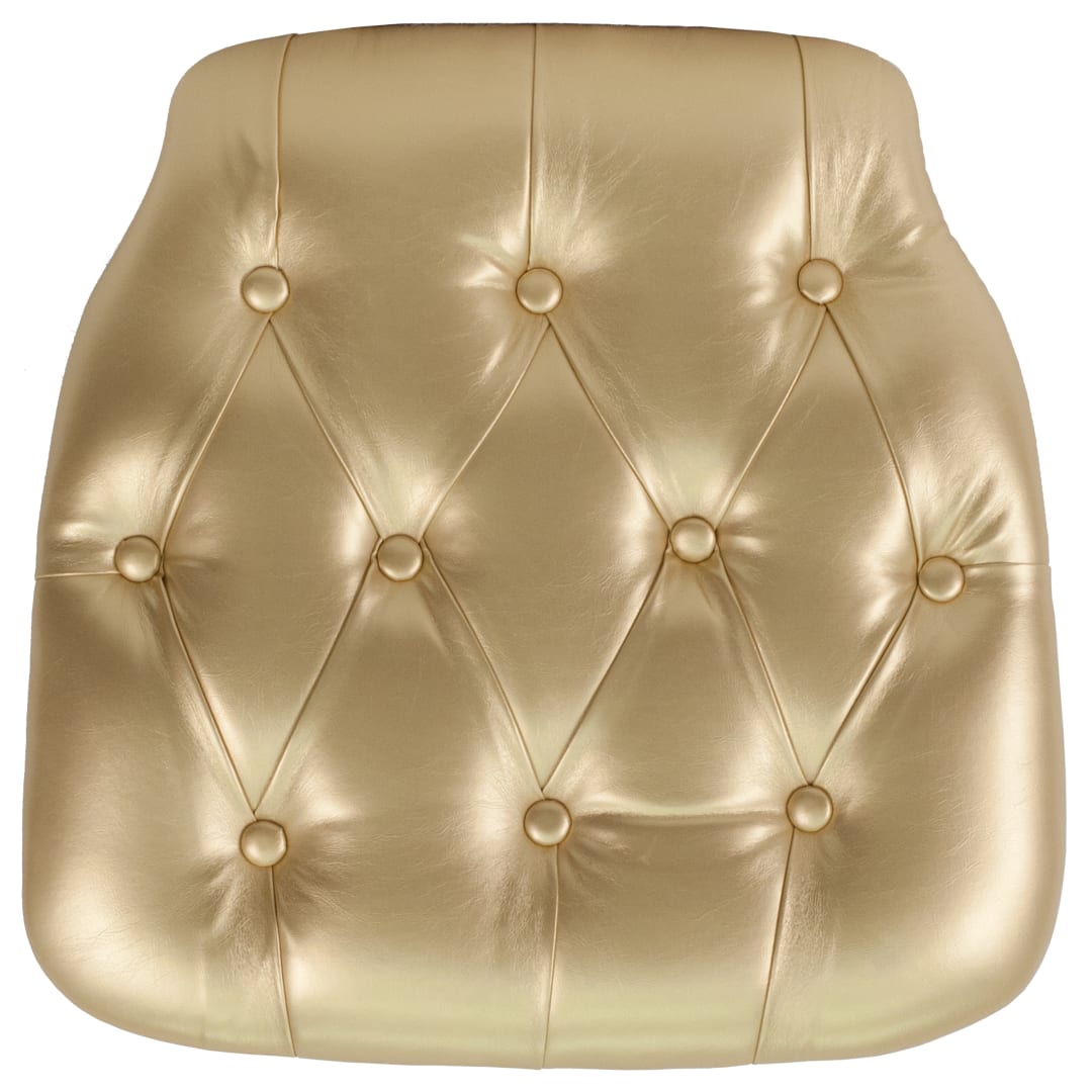 Louise Hard Gold Tufted Vinyl Chiavari Chair Cushion