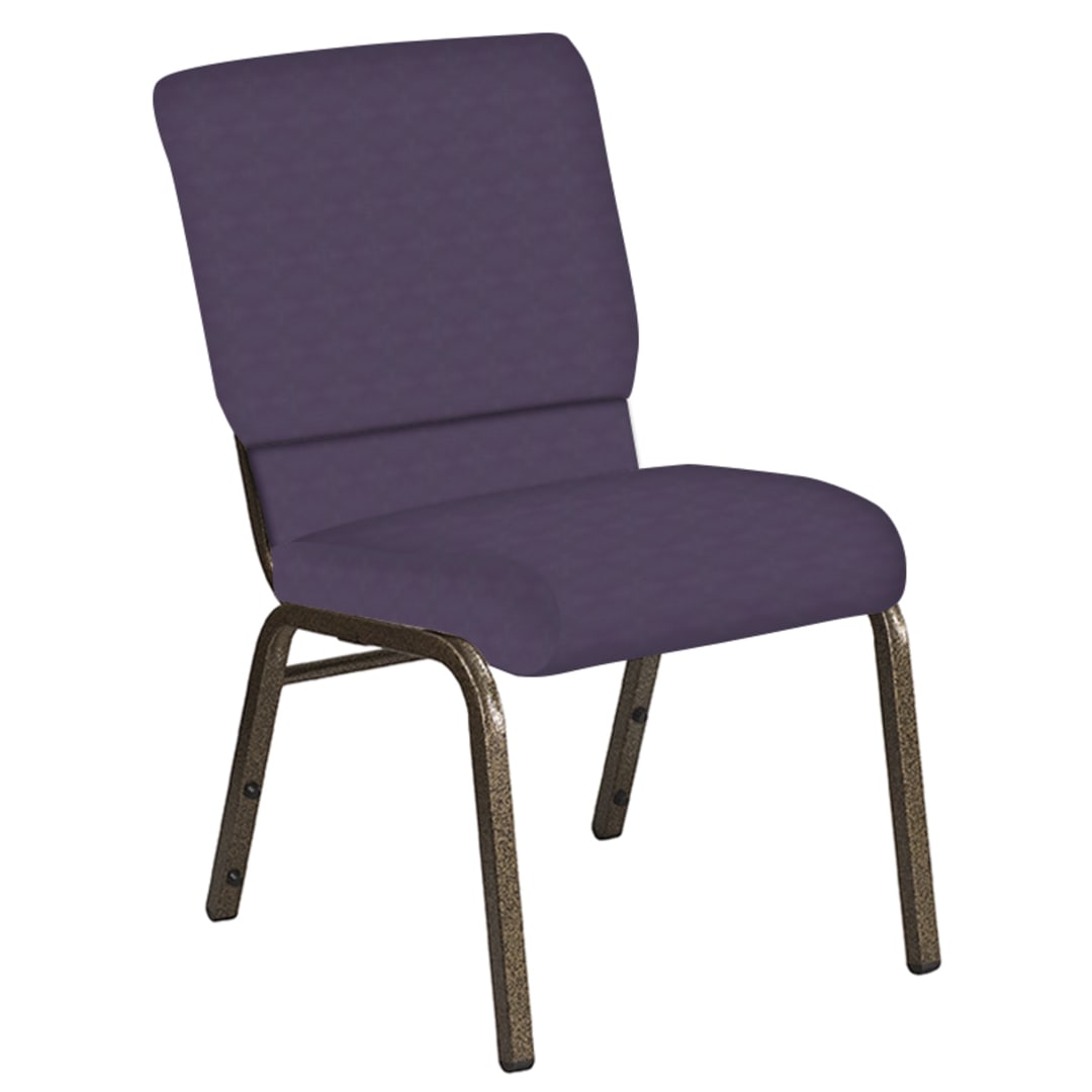 Embroidered 18.5''W Church Chair in Illusion Wisteria Fabric - Gold Vein Frame