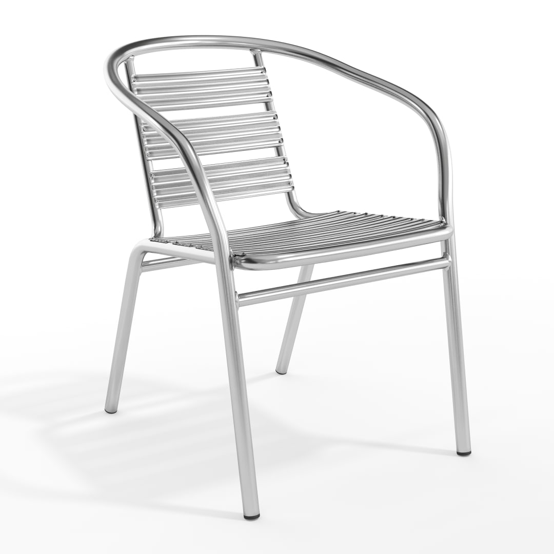 Lila Heavy Duty Commercial Aluminum Indoor-Outdoor Restaurant Stack Chair with Triple Slat Back