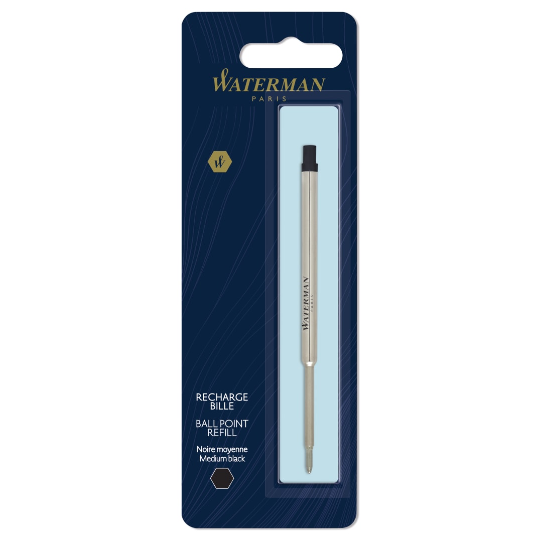 Waterman recambio para bolígrafos | punta mediana (1,0 mm) | tinta negra | paquete de 1