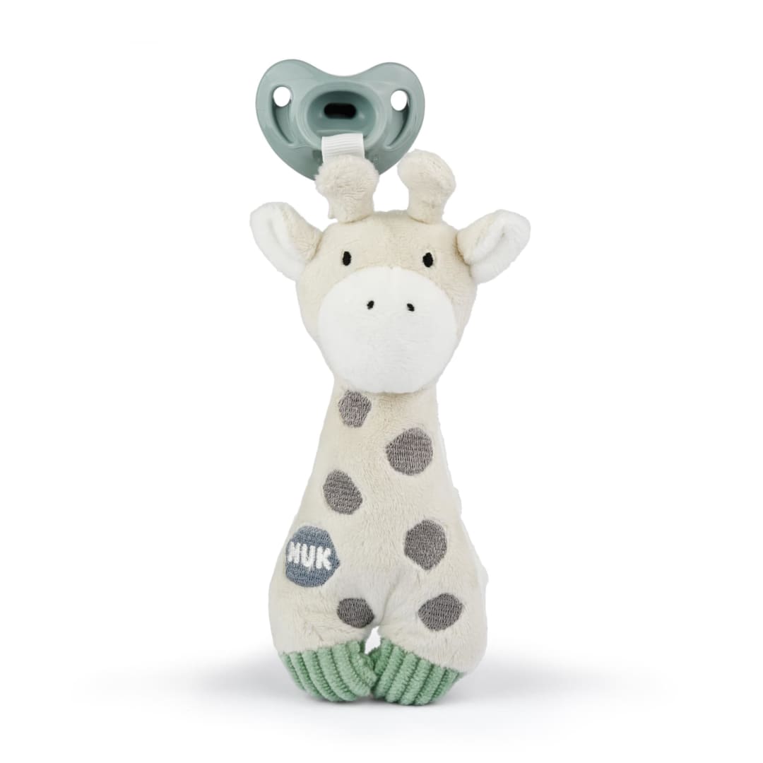 NUK® Besties Pacifier Holder with Stuffed Animal and Silicone Pacifier Included, Giraffe