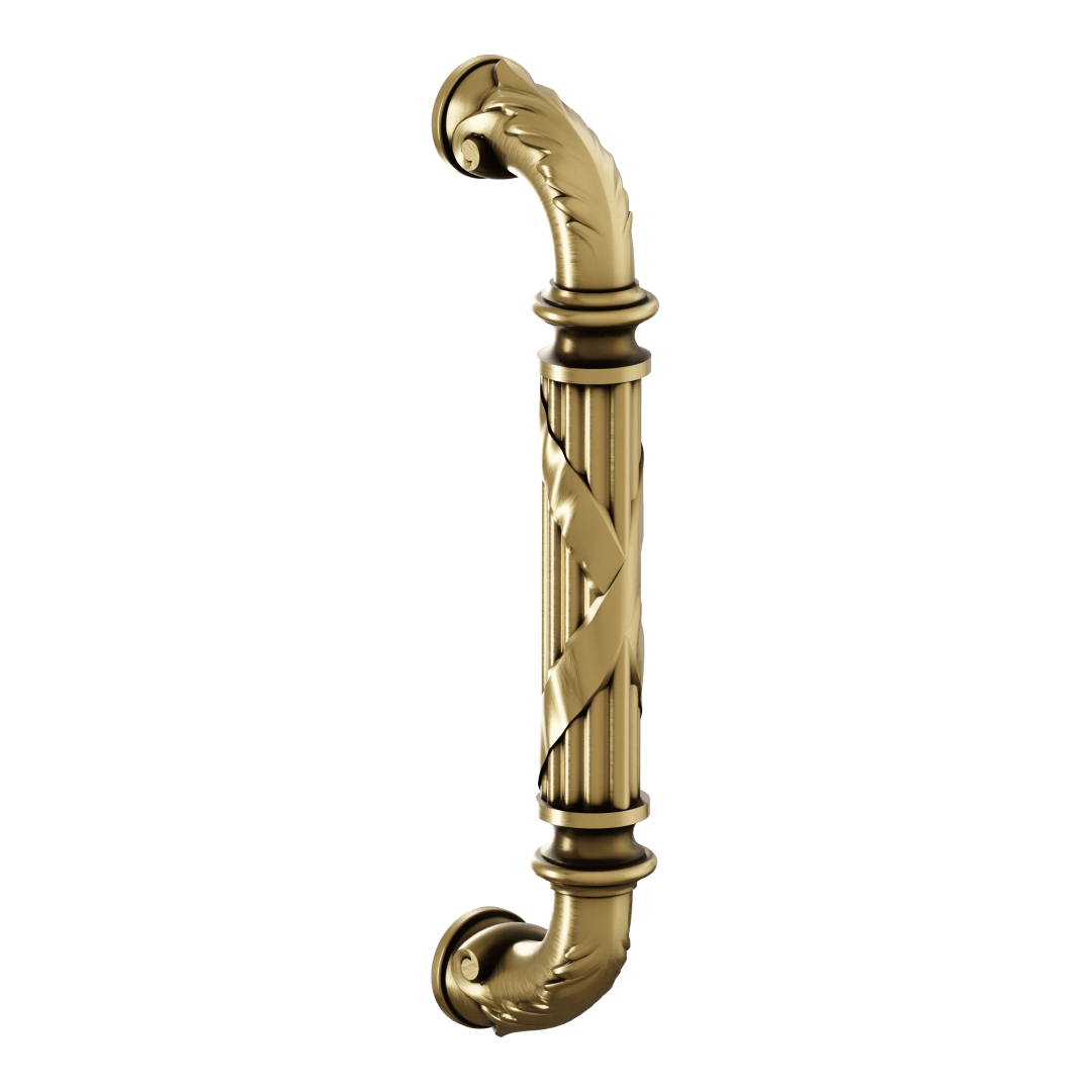 2597 Edinburgh Door Pull, 8" CTC, In Heirloom Brass