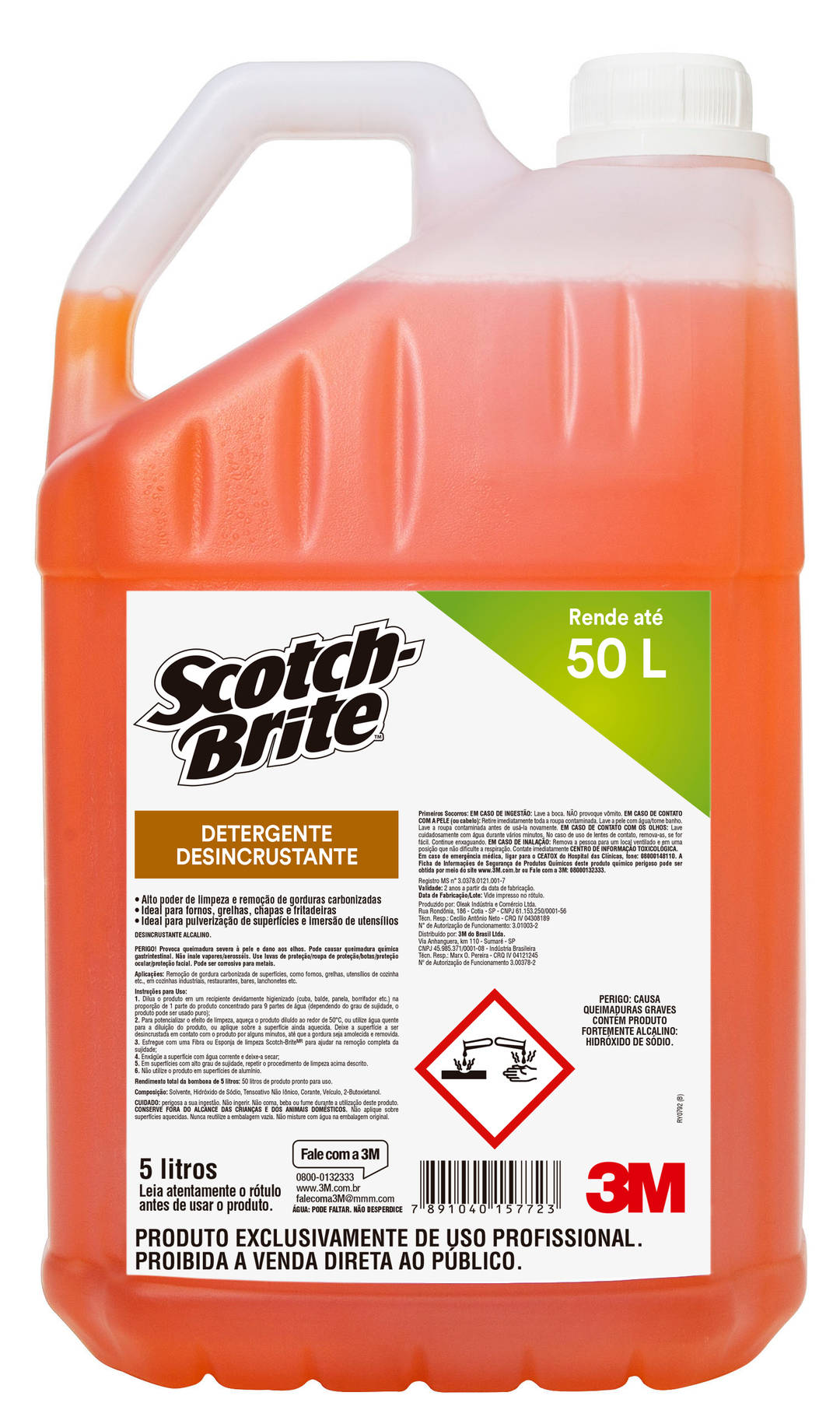 Detergente Desincrustante Scotch-Brite™ para Limpeza Profissional – 5 Litros, 4/Caixa