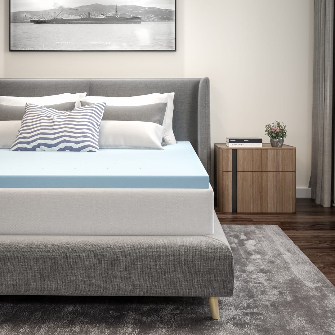 Capri Comfortable Sleep 2 inch Cooling Gel Mattress Topper with CertiPUR-US Certified Memory Foam - King
