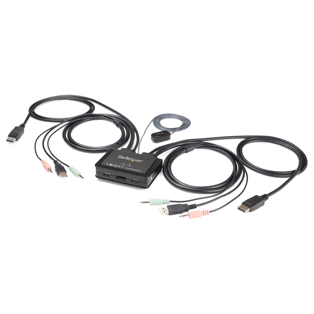 2 Port USB DisplayPort 4K 60Hz Cable KVM Switch w  Audio