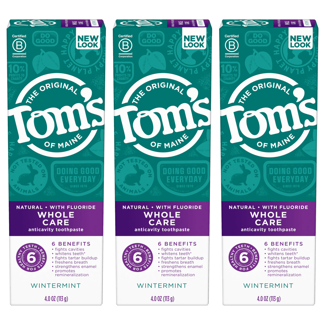 Tom's of Maine Whole Care Natural Toothpaste with Fluoride, Wintermint, 4 oz. 3-Pack