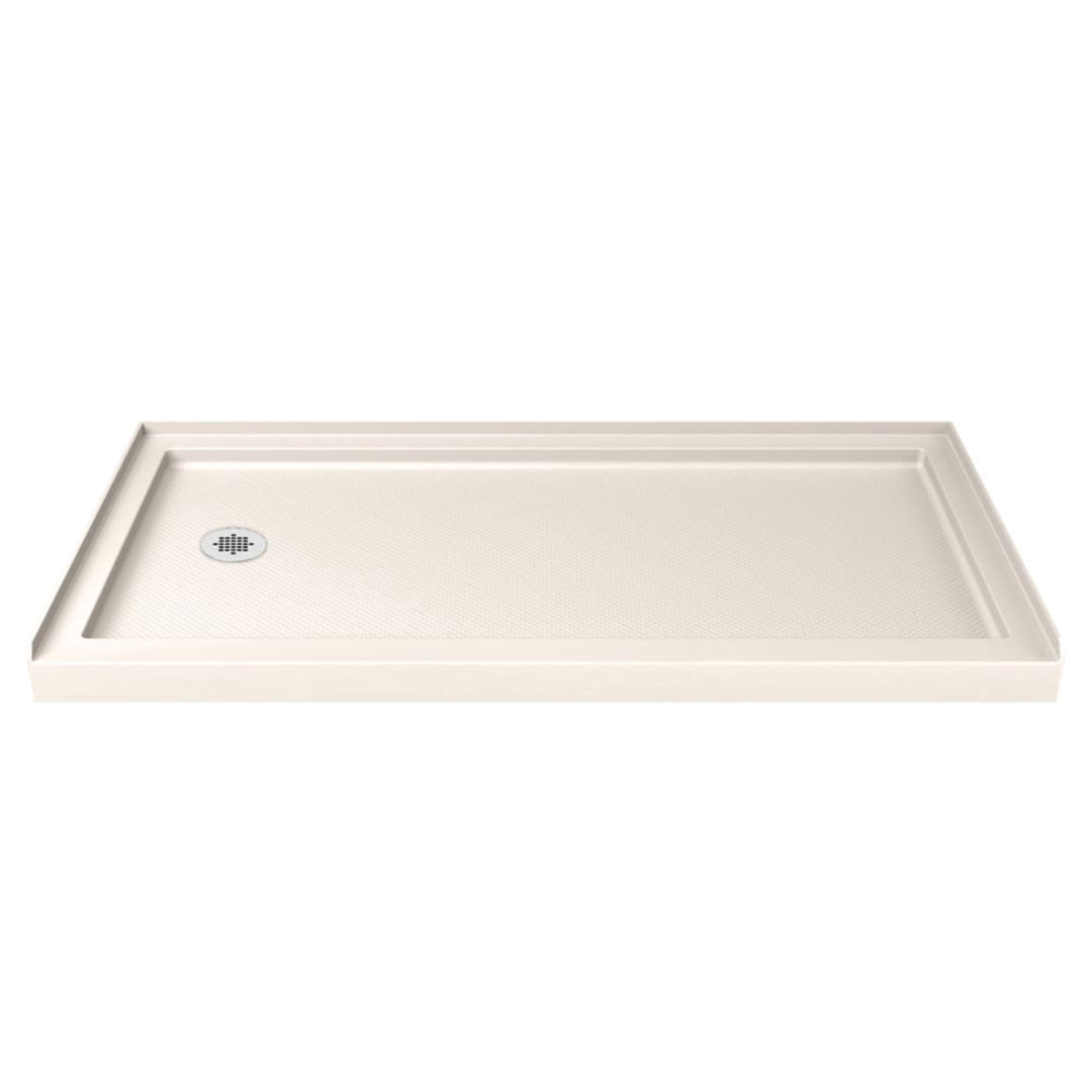 DreamLine SlimLine 32 inch D x 60 inch W x 2 3/4 inch H Left Drain Single Threshold Shower Base in Biscuit
