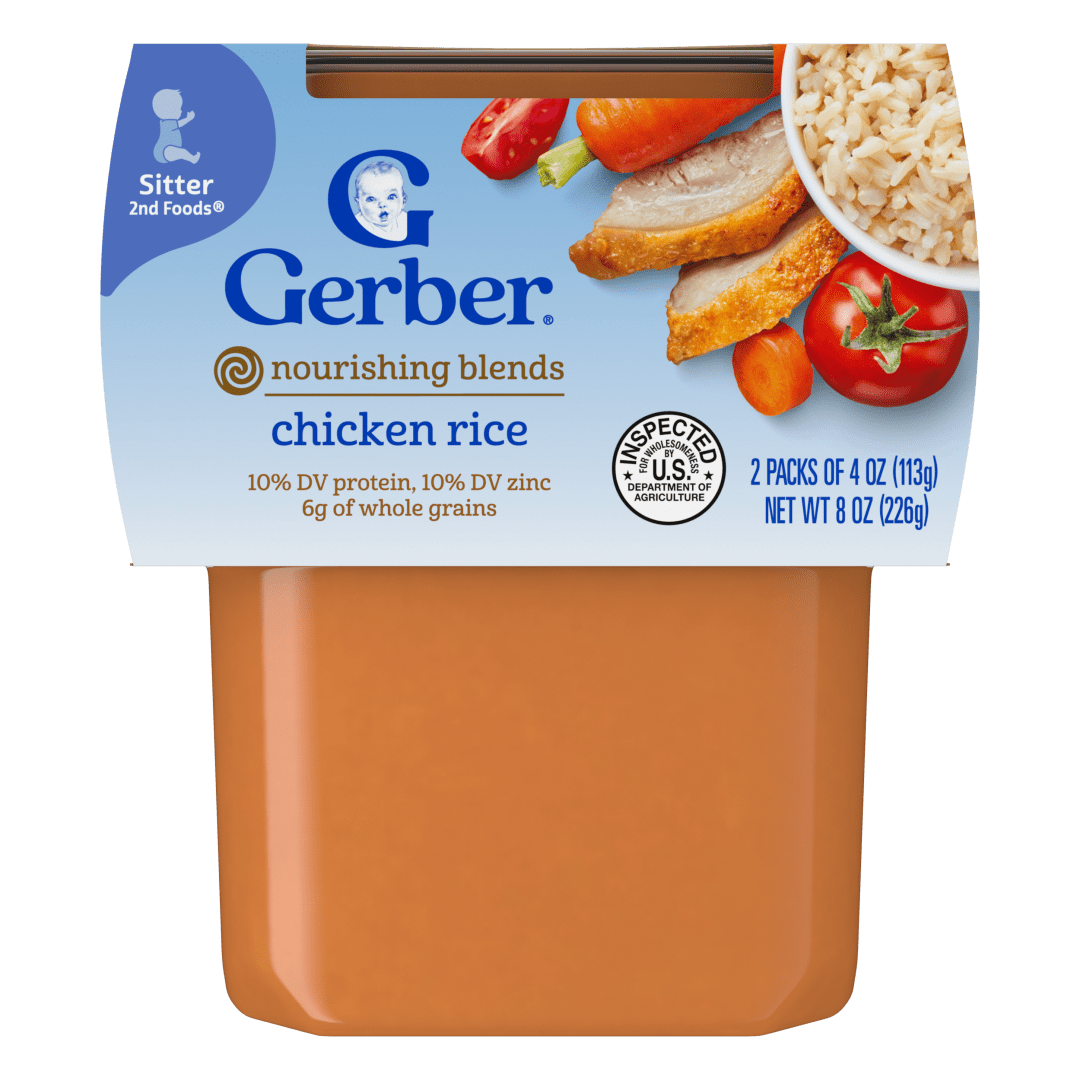 Gerber Stage 2 Baby Food, Chicken Rice Puree Tub, Baby Puree, 2PK