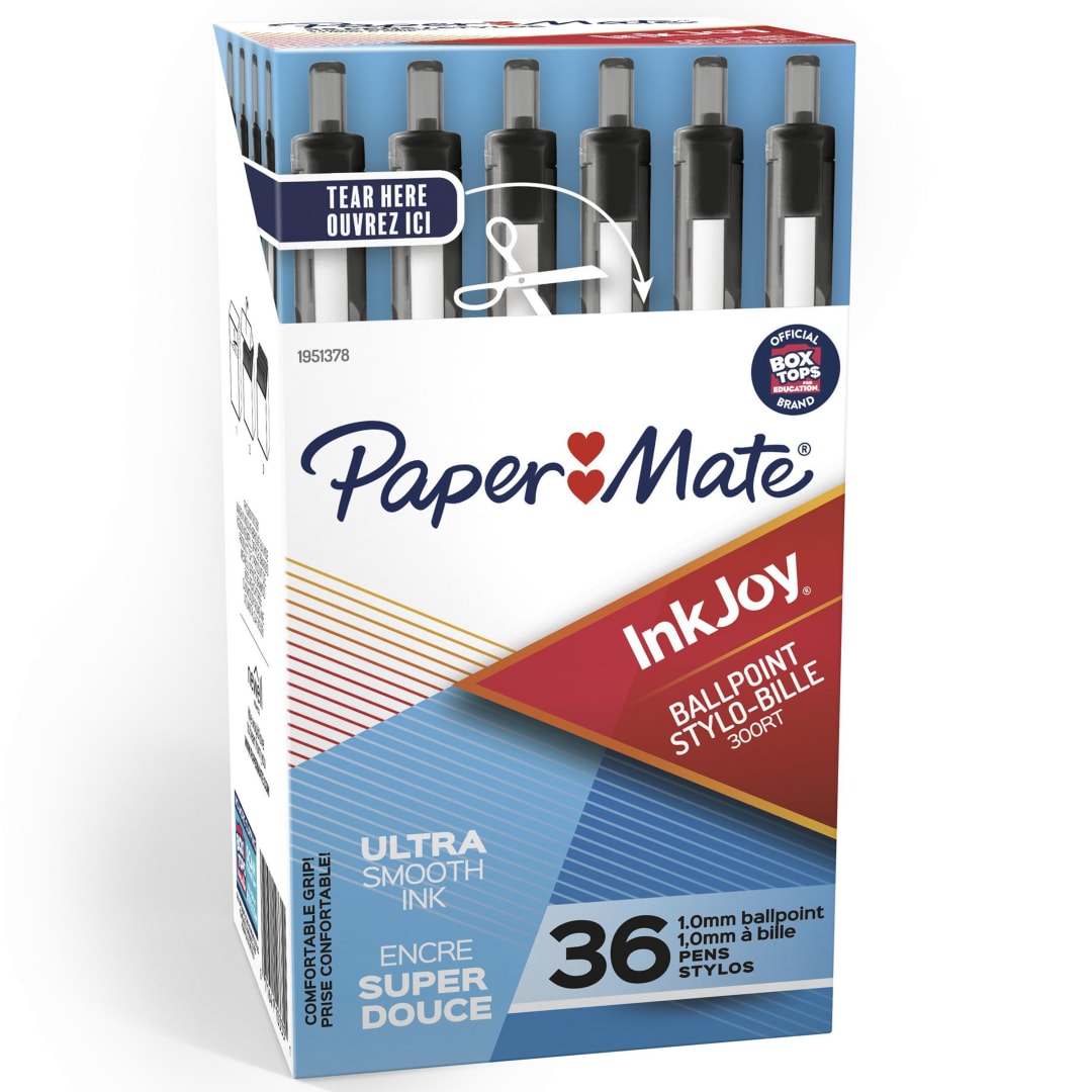 Paper Mate® InkJoy® 300RT Retractable Ballpoint Pens, Medium Point (1.0mm), Black, 36 Count