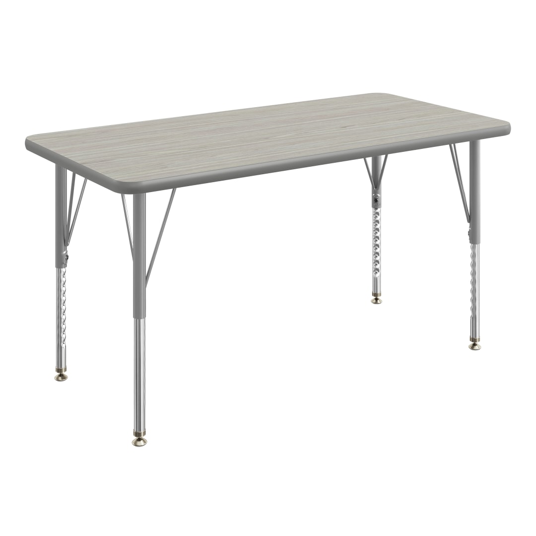Wren 48" x 24" Adjustable Height Activity Table, Thermal Laminate Top, Short Legs, Light Gray