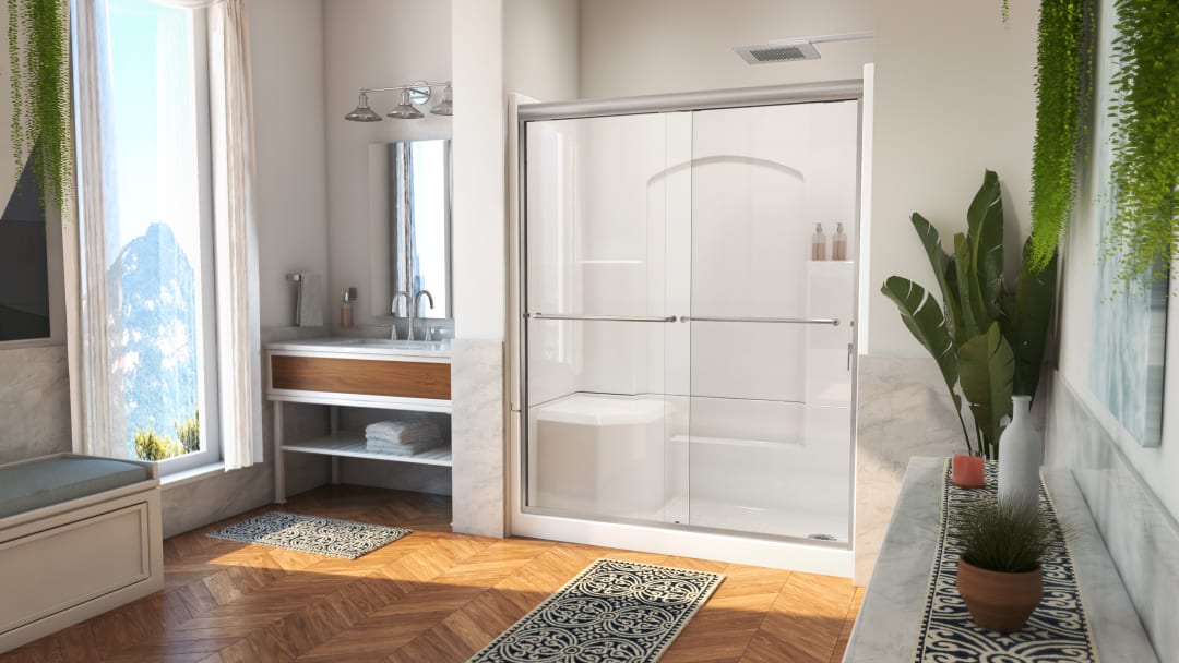 DreamLine Accessible Living Alliance Shower Kit, RH Drain, Brushed Nickel