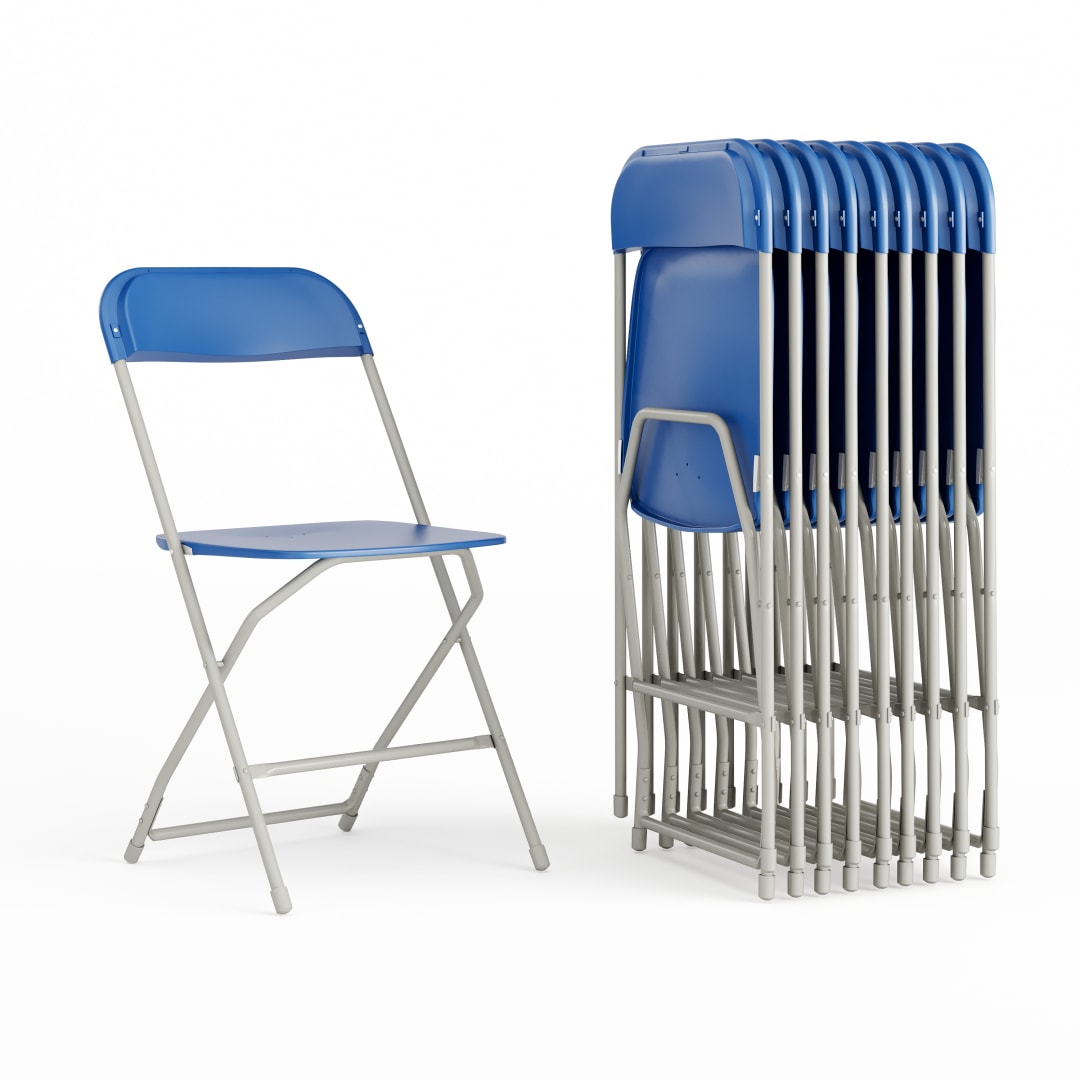Hercules Series Plastic Folding Chair Blue - 10 Pack 650LB Weight Capacity Comfortable Event Chair-Lightweight Folding Chair