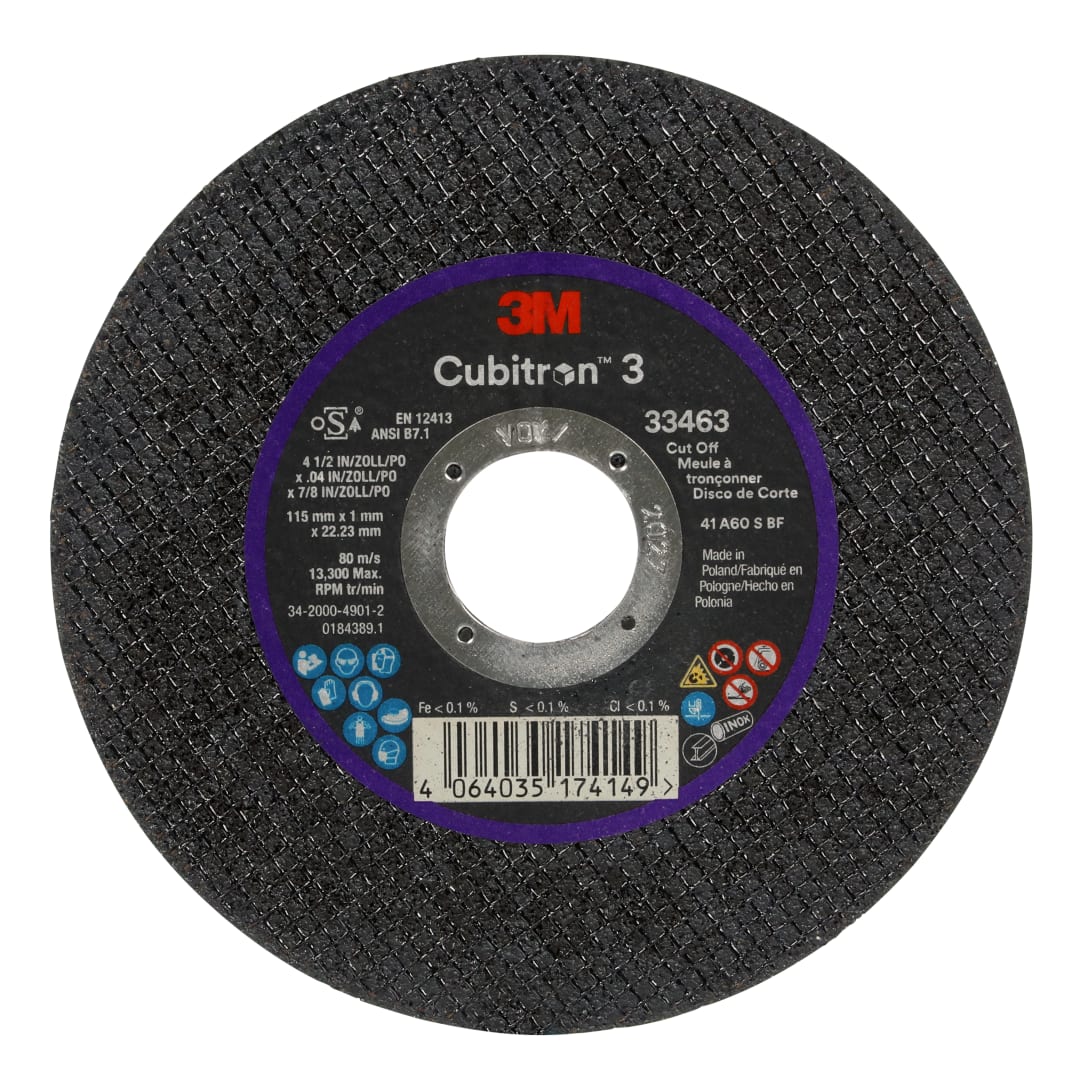 3M™ Cubitron™ 3 Rezné kotúče, 115 mm × 1 mm × 22,23 mm, 33463