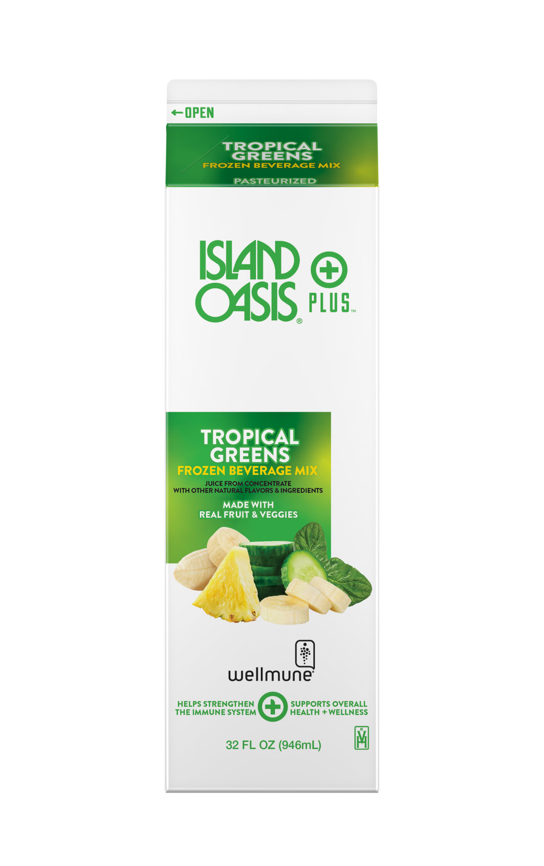Island Oasis Plus Tropical Greens Frozen Beverage Mix, 12 x 32 fl oz