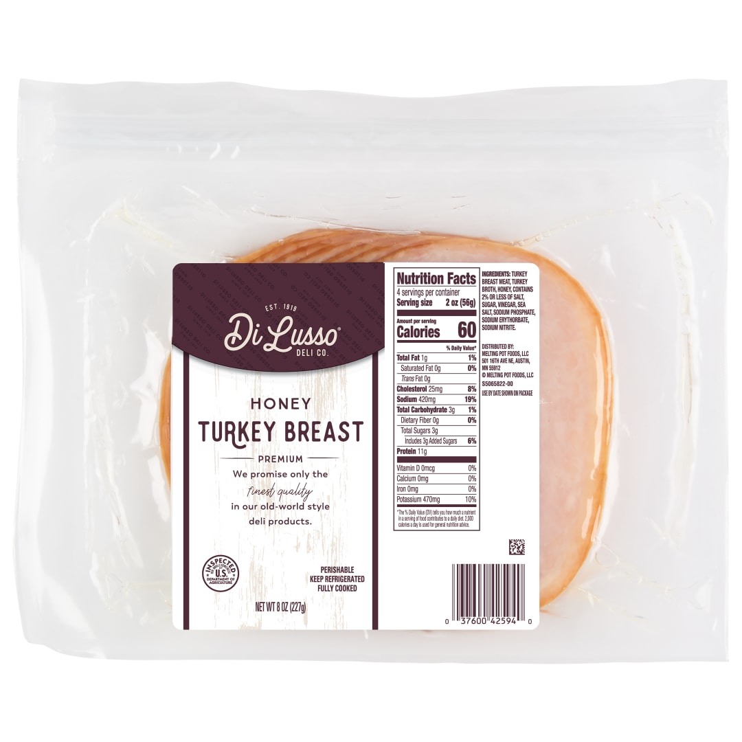 DILUSSO Sliced Honey Turkey Vacuum Pack 8OZ