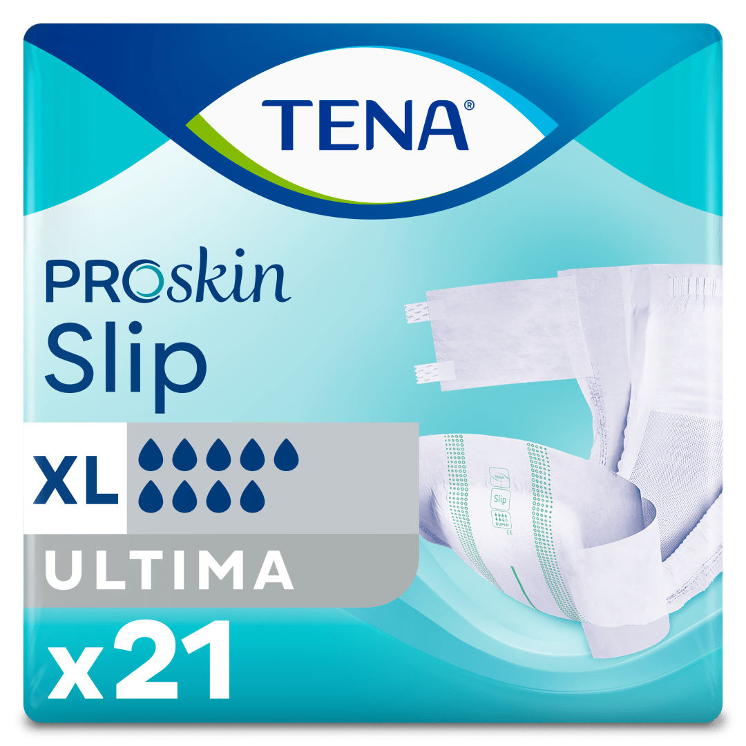 TENA ProSkin Slip Ultima – Incontinence Briefs for Very Heavy Leakage, Adjustable Tabs, Dermatologically Tested - X-Large, Pack of 21
