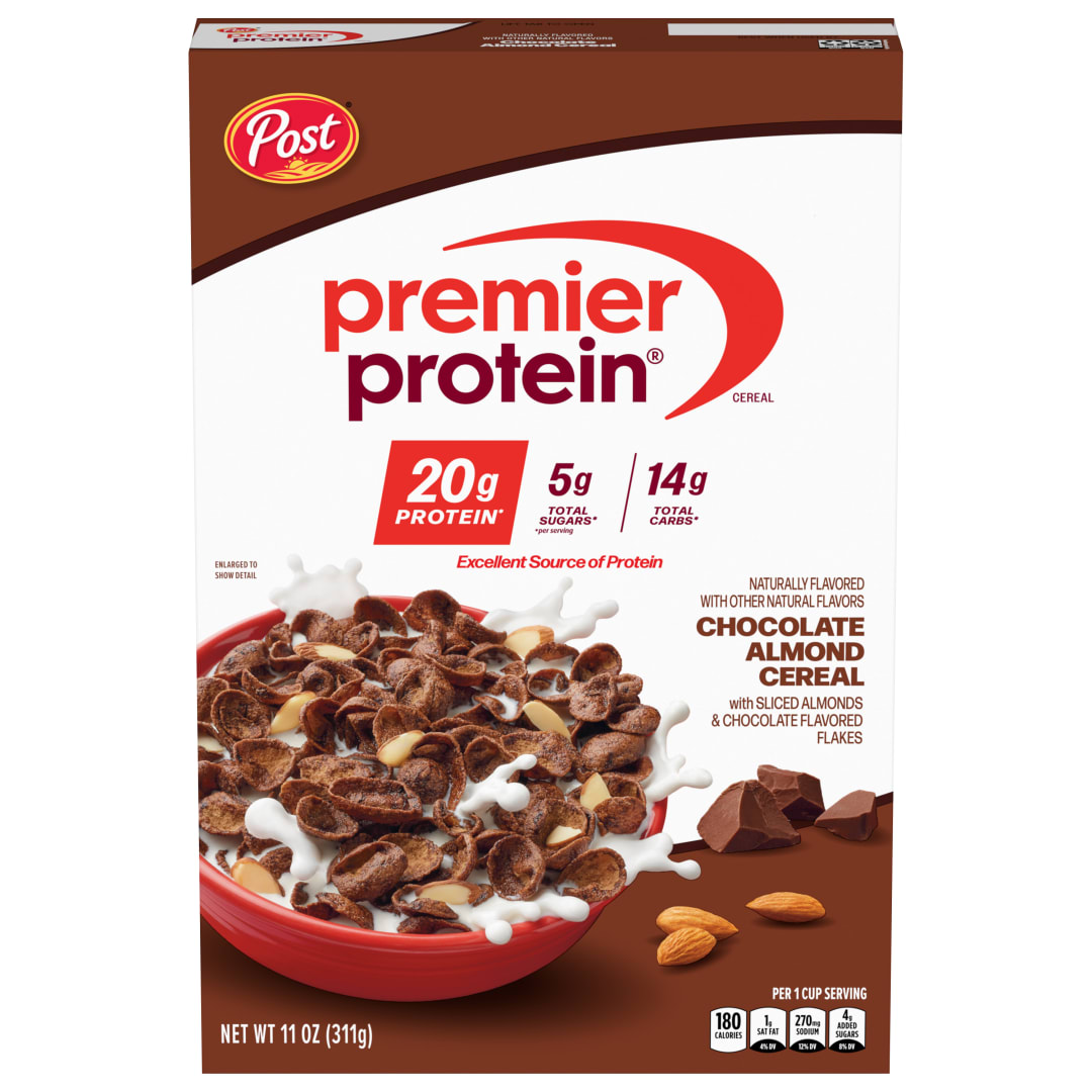Post Premier Protein Chocolate Almond Cereal, 11 OZ Box