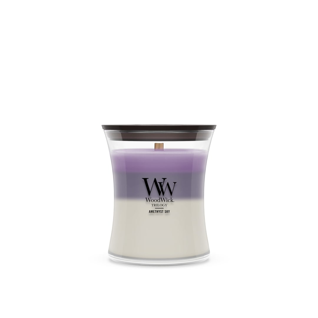 WoodWick Amethyst Sky Medium Hourglass Trilogy Candle