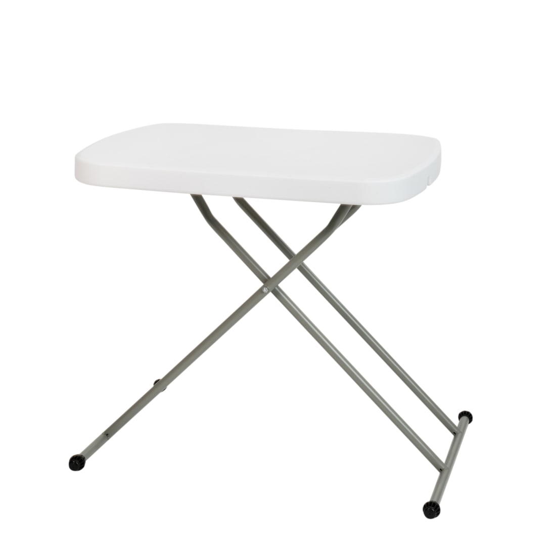 Elon 26 Inch Granite White Indoor/Outdoor Plastic Folding Table, Adjustable Height Commercial Grade Side Table, Laptop Table, TV Tray