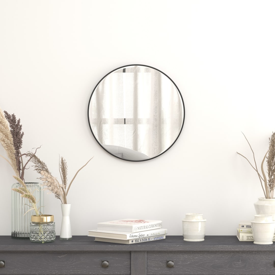 Julianne 20" Round Black Metal Framed Wall Mirror - Large Accent Mirror for Bathroom, Vanity, Entryway, Dining Room, &amp; Living Room
