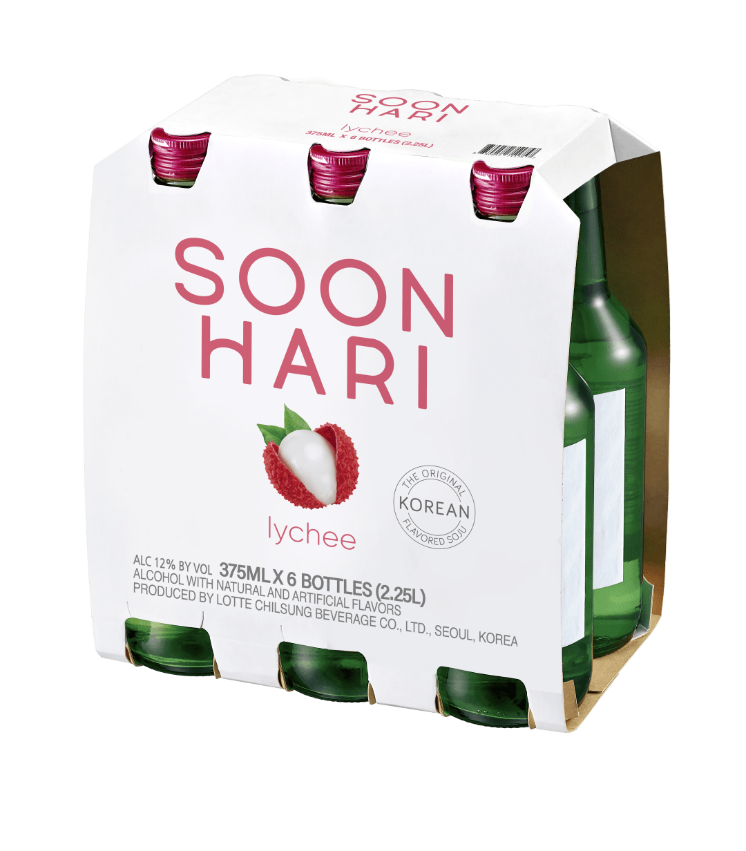 Soonhari Korean Soju Lychee Non-appellated 375ml 6pk of single serve 375ml bottles