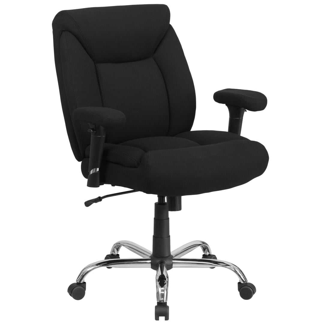 HERCULES Series Big &amp; Tall 400 lb. Rated Black Fabric Deep Tufted Swivel Ergonomic Task Office Chair with Adjustable Arms
