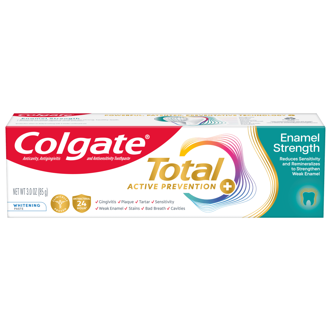 Colgate Total Active Prevention Enamel Strength Toothpaste, Peppermint, 3 Pack, 3 oz
