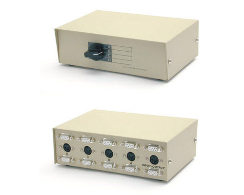 4 WAY MANUAL KVM SWITCHBOX VGA/SERIAL/AT