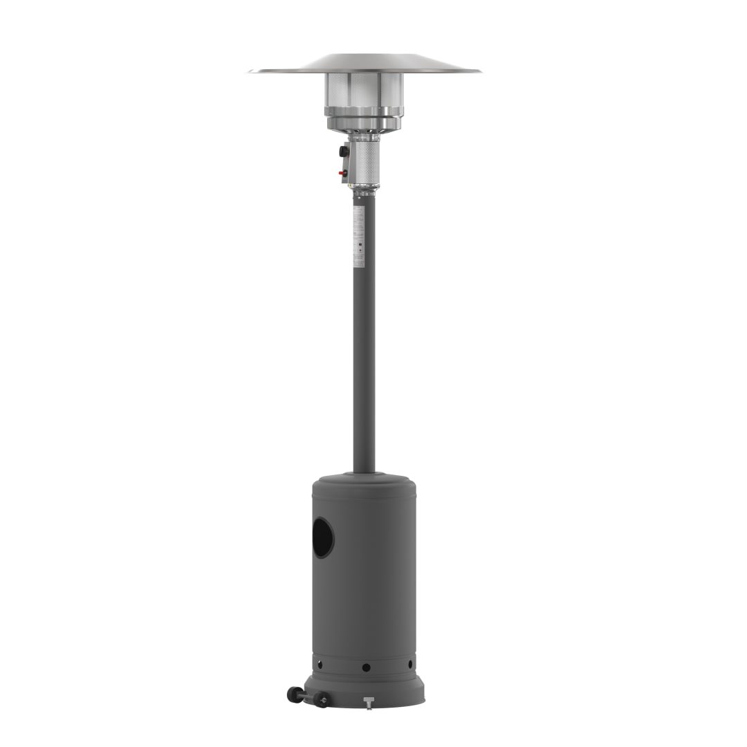 Sol Patio Outdoor Heating-Slate Gray Stainless Steel 40,000 BTU Propane Heater with Wheels-Commercial & Residential Use-7.5 Feet Tall