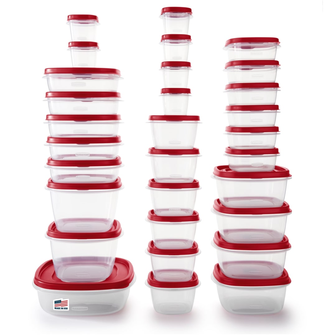 Rubbermaid® EasyFindLids™ Vented Food Storage Containers, Set of 30 (60 Pieces Total), Racer Red