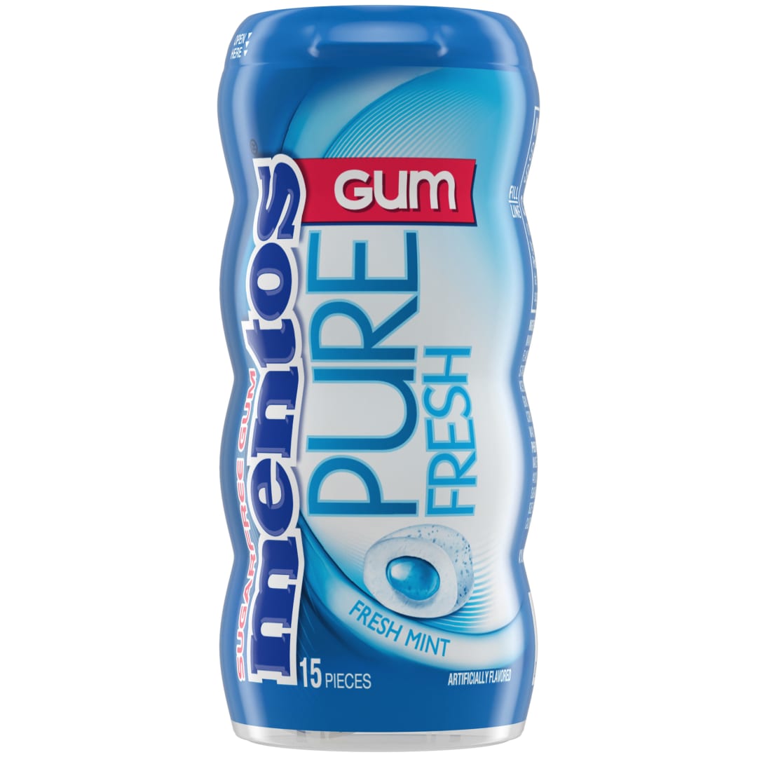 Mentos Gum Pure Fresh Sugar Free Chewing Gum Fresh Mint 15 pc Pocket Bottle
