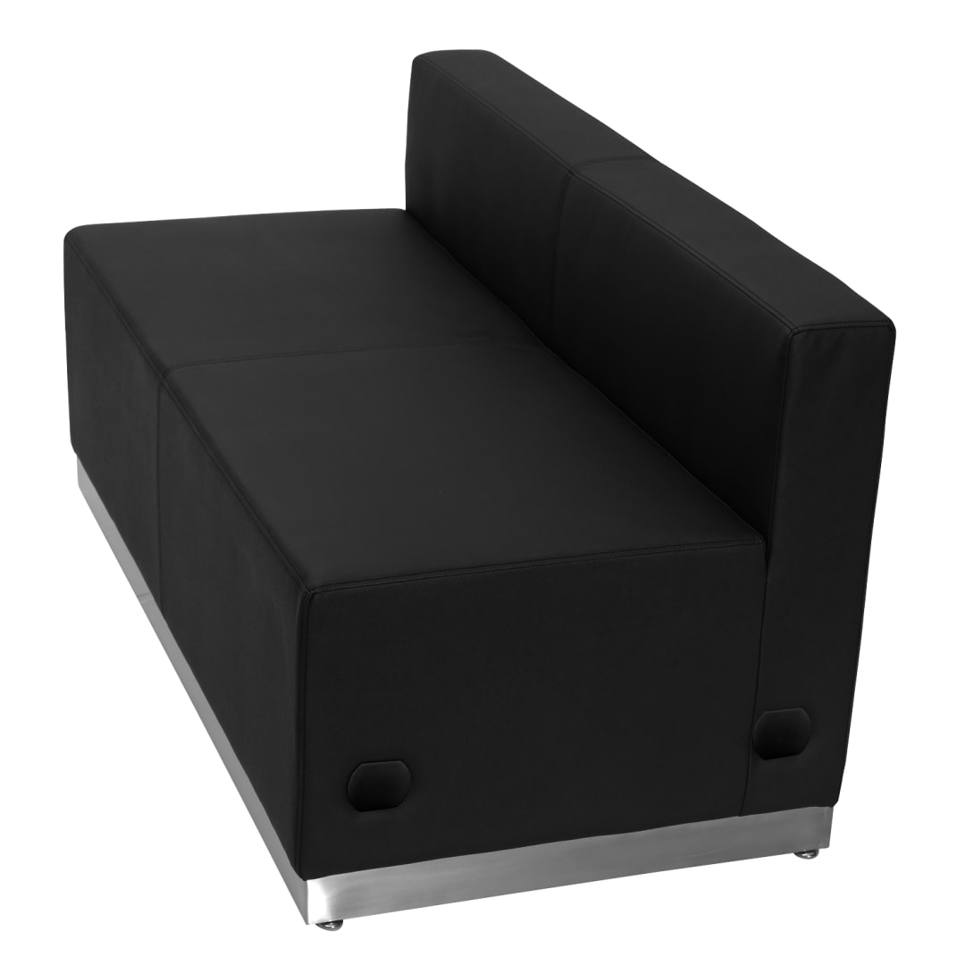 HERCULES Alon Series Black LeatherSoft Loveseat with Brushed Stainless Steel Base