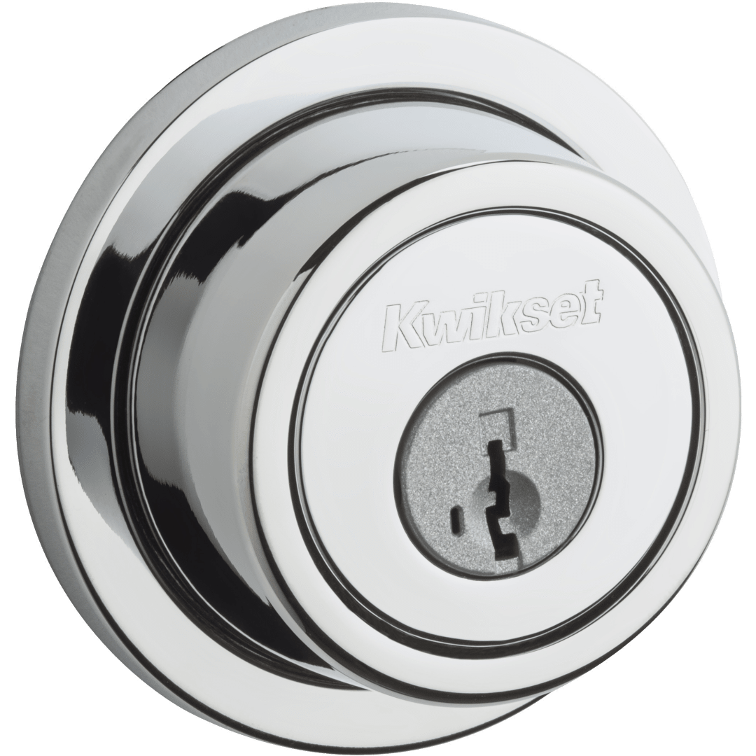 993 Contemporary Round Deadbolt, Keyed One Side, featuring SmartKey Security™ in Polished Chrome