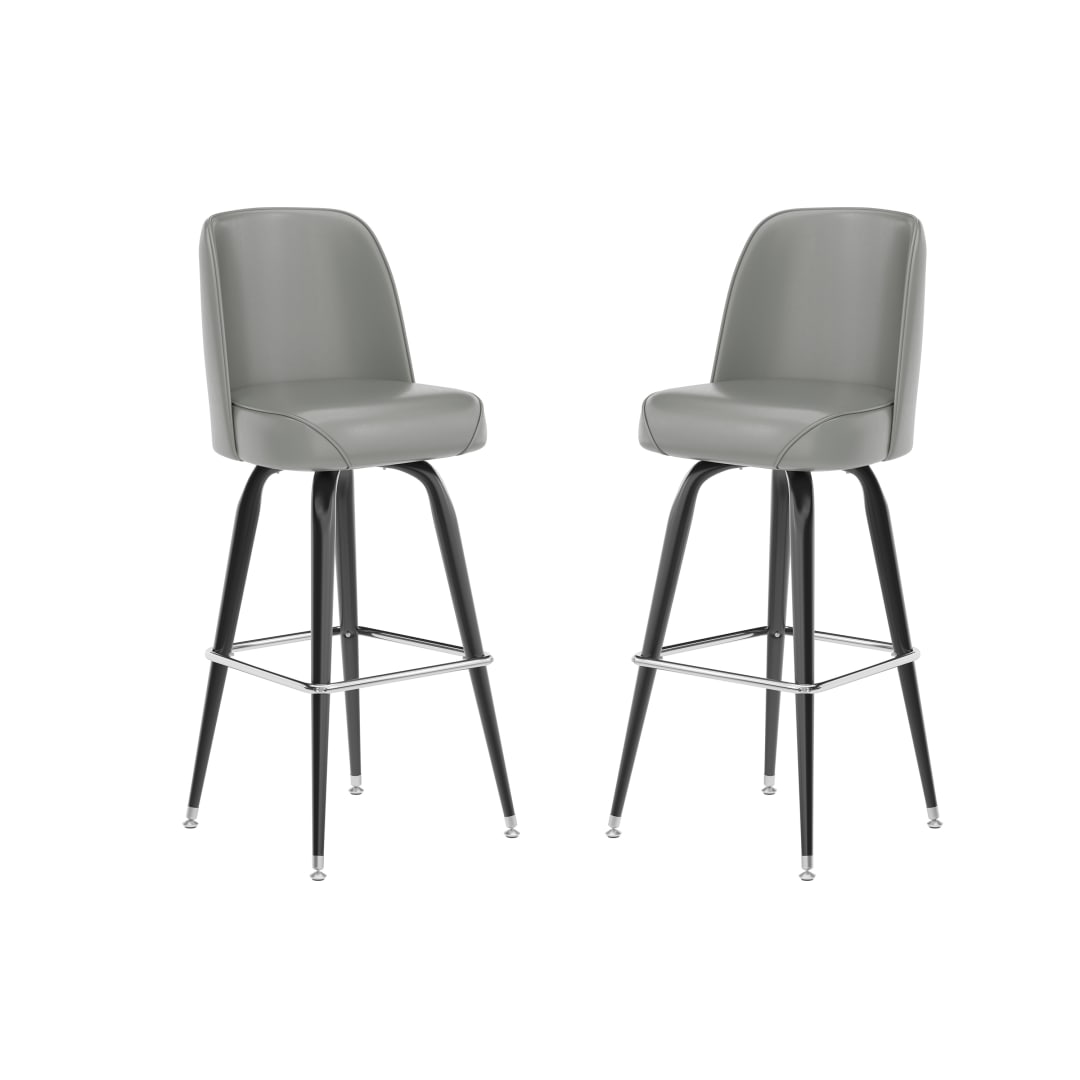 James 2 Pack Commercial Grade Metal Barstool with Gray Swivel Bucket Seat