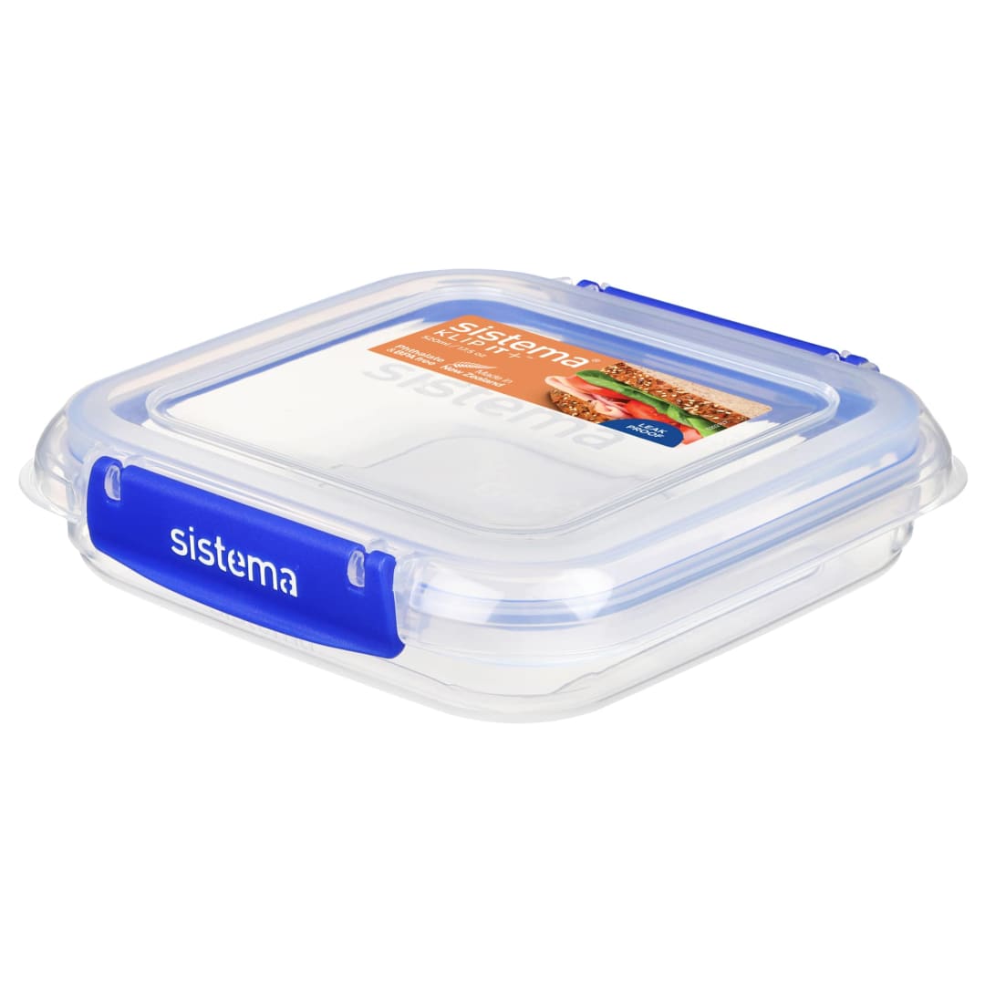 Sistema KLIP IT PLUS Food Storage Container | 520 ml Airtight & Leak-Proof Sandwich Container | Easy Locking Clips | BPA-Free | 1 Count
