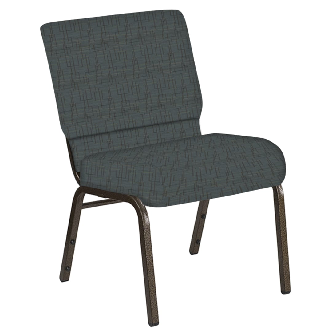 21''W Church Chair in Amaze Azure Fabric - Gold Vein Frame