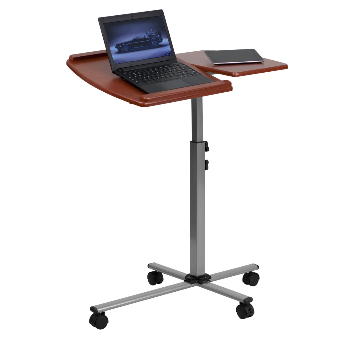 Dunbar Angle and Height Adjustable Mobile Laptop Computer Table with Cherry Top