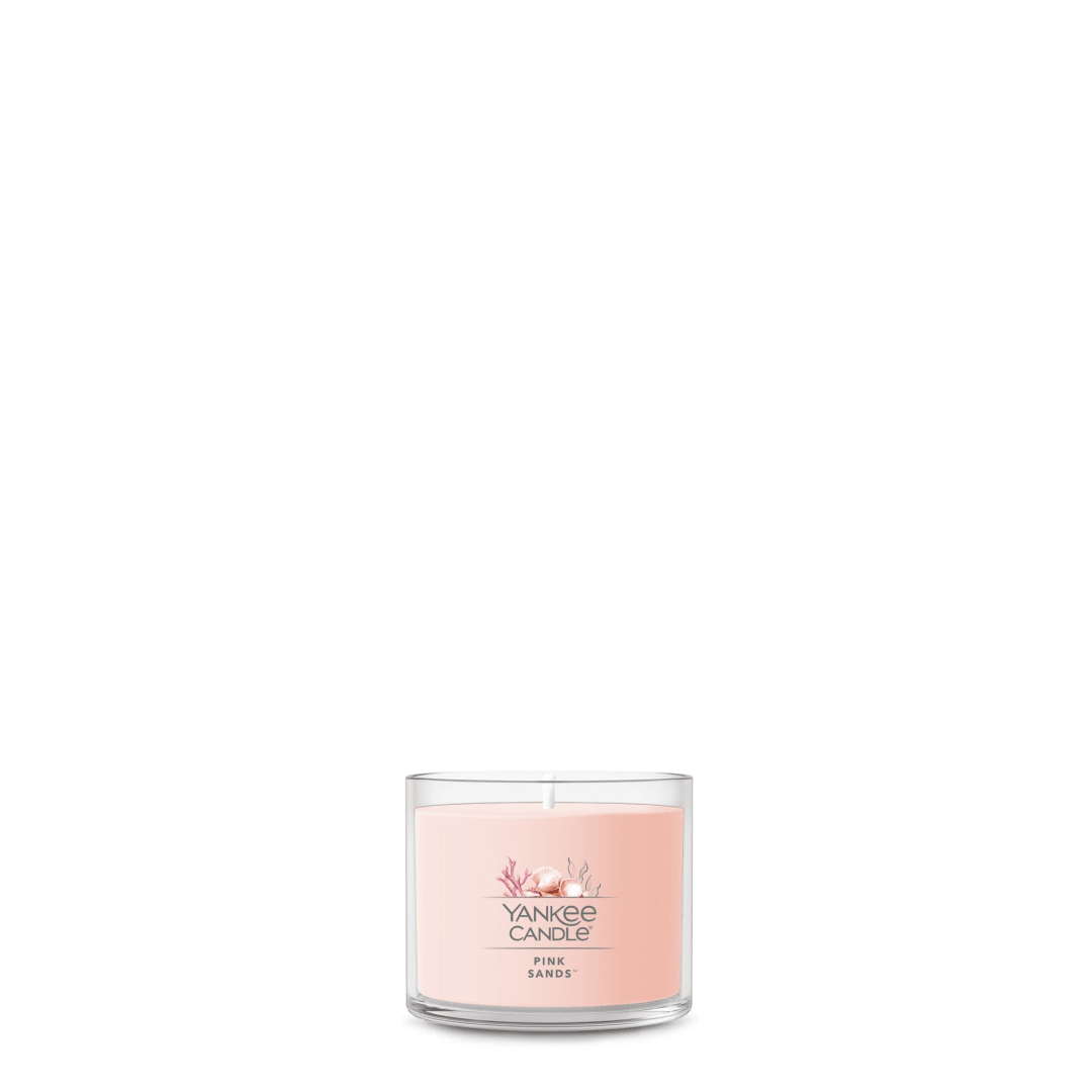 Yankee Candle Signature Votive Mini Candle Jar, Pink Sands Scent, Premium Plant Wax Blend Candle with Natural Fiber Wick, 1.3 OZ Glass Jar (Pack of 6)