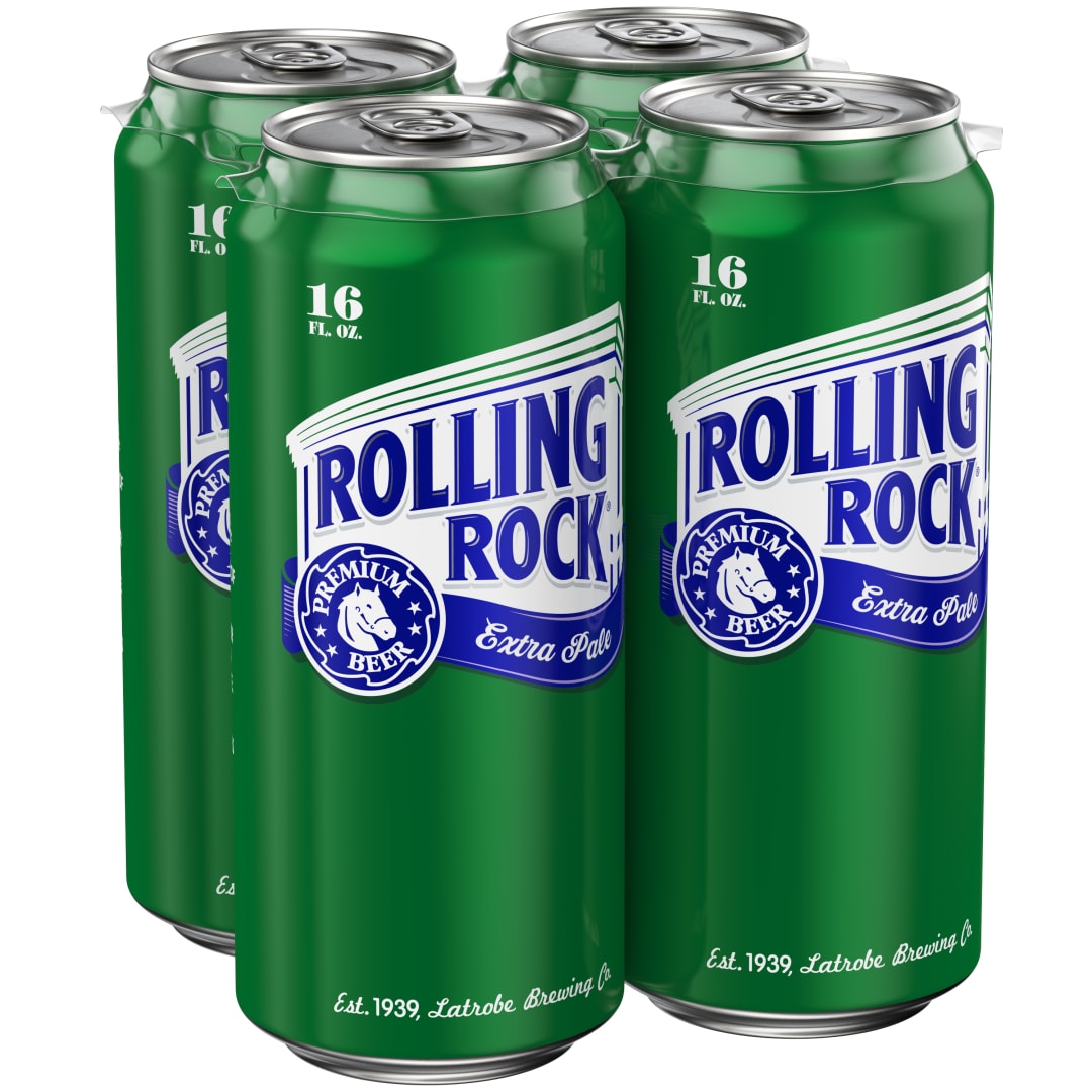 Rolling Rock Extra Pale Beer, 4 Pack 16 fl. oz. Cans, 4.4% ABV