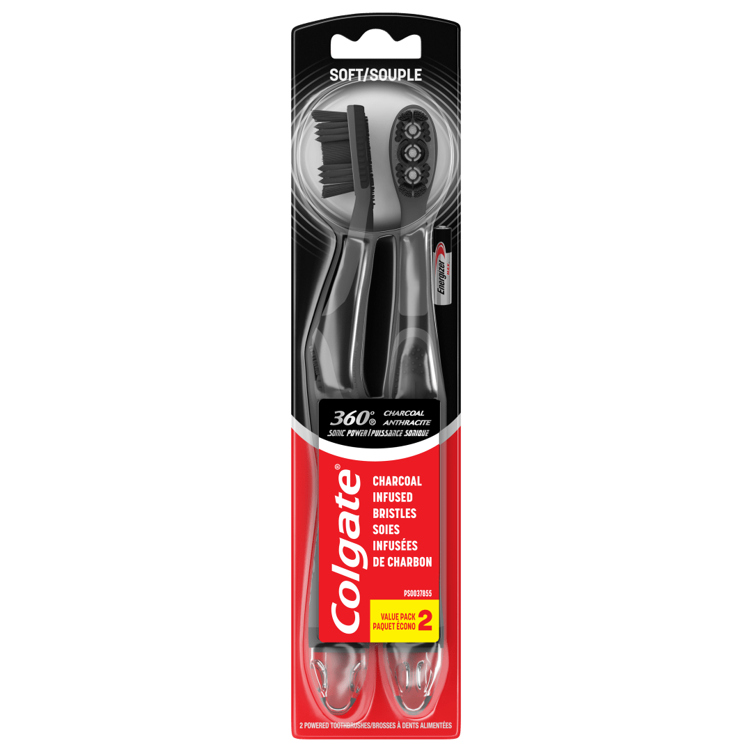 Colgate 360 Vibrate Charcoal Battery Operated Toothbrush Pack