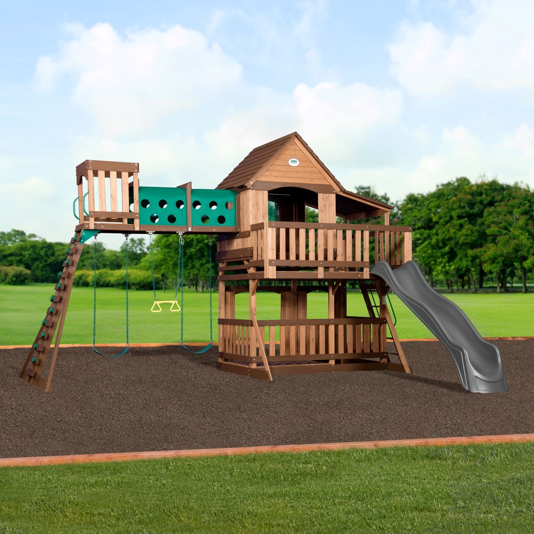 Woodridge Elite Swing Set With Gray Wave Slide