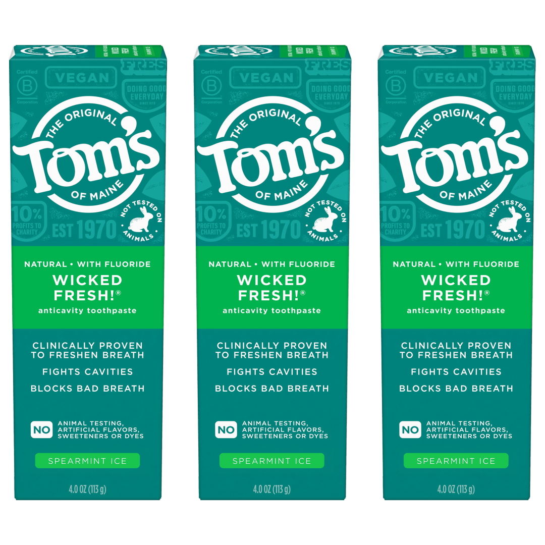 Tom's of Maine Wicked Fresh! Natural Anticavity Toothpaste, with Fluoride, 3 Pack, 4.0oz