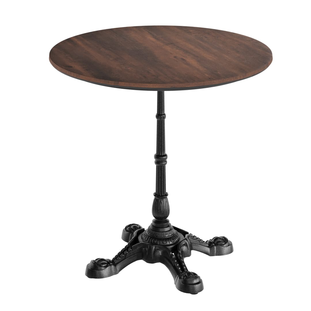 TopGuard 31.25" Round Outdoor Tabletop, Dark Brown, Seamless Surface Technology, 22.75x22.75 Black Bistro Base, Moisture, Scratch, Heat, UV Resistant