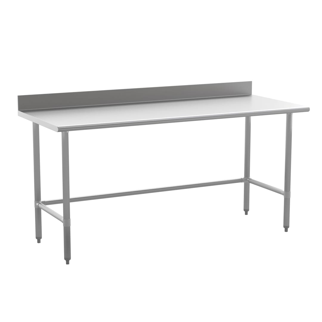 Reese Commercial Grade 430 Stainless Steel 18 Gauge NSF Certified Open Base Kitchen Prep and Work Table with 4" Backsplash