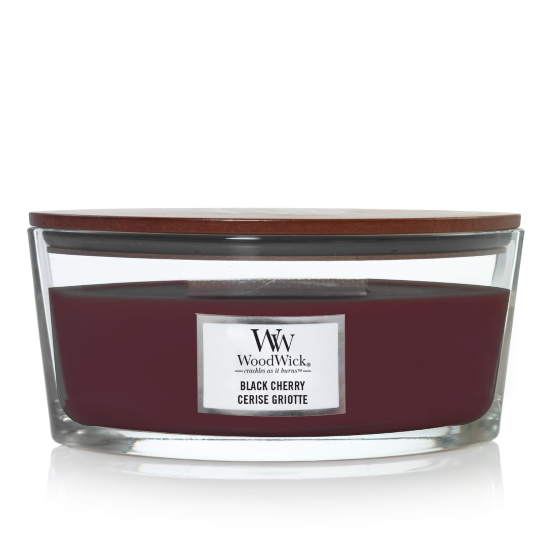 WoodWick® Ellipse Scented Candle | Black Cherry | with Crackling Wick | Burn Time: Up to 50 Hours