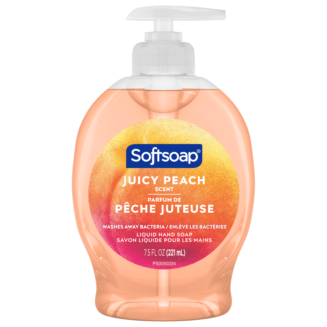 Softsoap Juicy Peach Liquid Hand Soap, Kitchen and Bathroom Hand Soap, Rich Fruity Scent, 7.5 fl oz