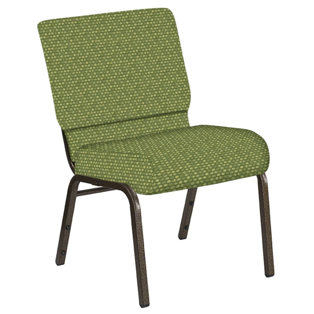 Embroidered 21''W Church Chair in Optik Olive Fabric - Gold Vein Frame